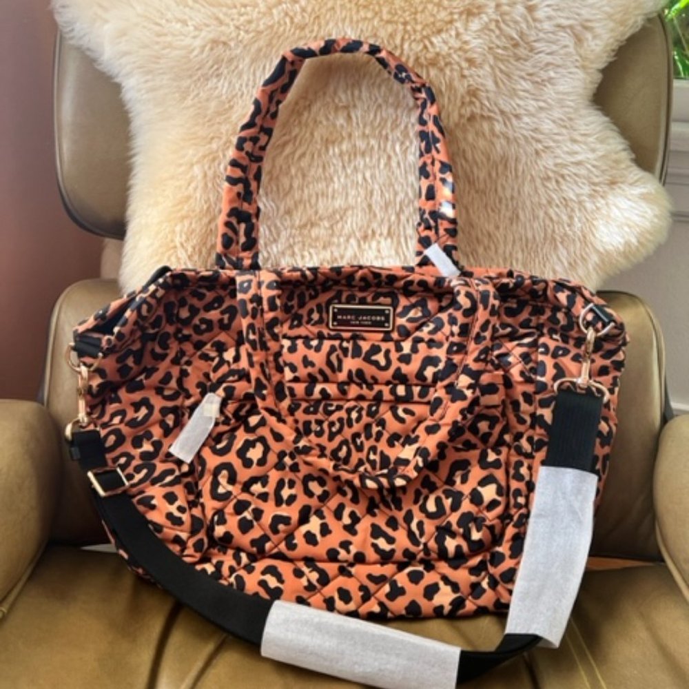 Marc Jacobs Natural Leopard Quilted Nylon Pattern Tote Bag BWT
